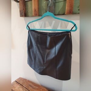 Black leather mini skirt